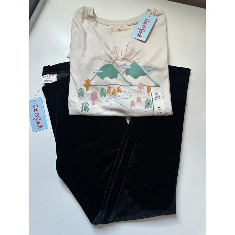Cat & Jack Girls Graphic Long Sleeve and Leggings Set size M (8) NWT